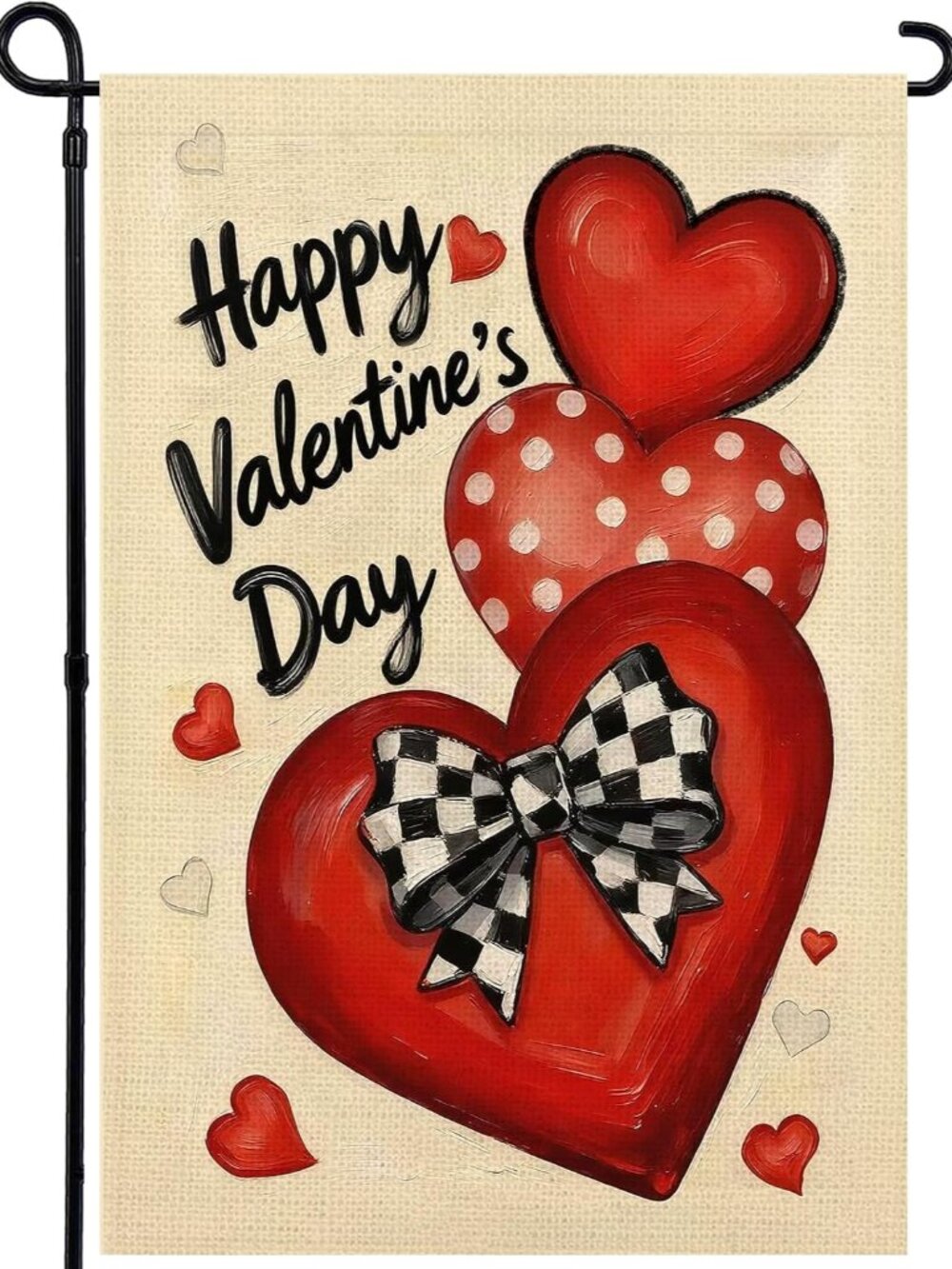 Valentines Day Garden Flag 12x18 Inch Love Heart Double Sided